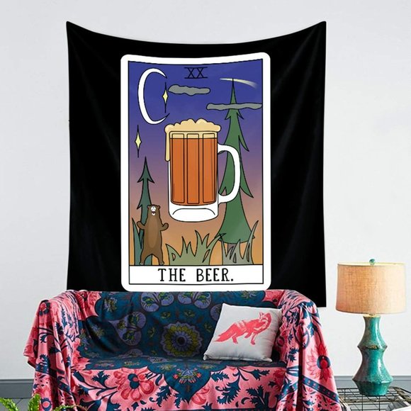 The BEER Tarot Card Wall Decor Tapestry Witty Fun Dorm Wall Decor NEW - Picture 4 of 8